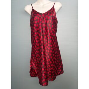 Vintage Alexandra Nicole Hearts Valentine's Day Nightie Slip Sz Medium Red Black